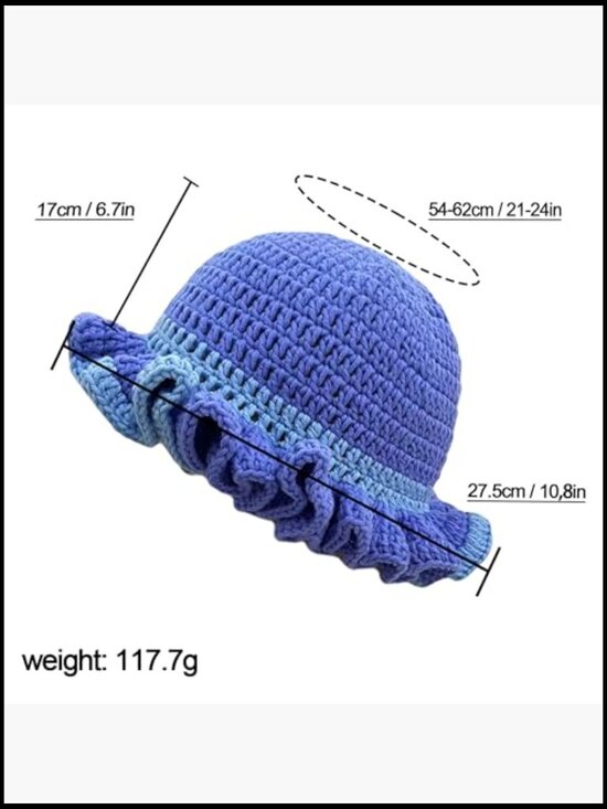 Handmade Crochet Bucket Hat with Ruffled Brim Slouchy Design